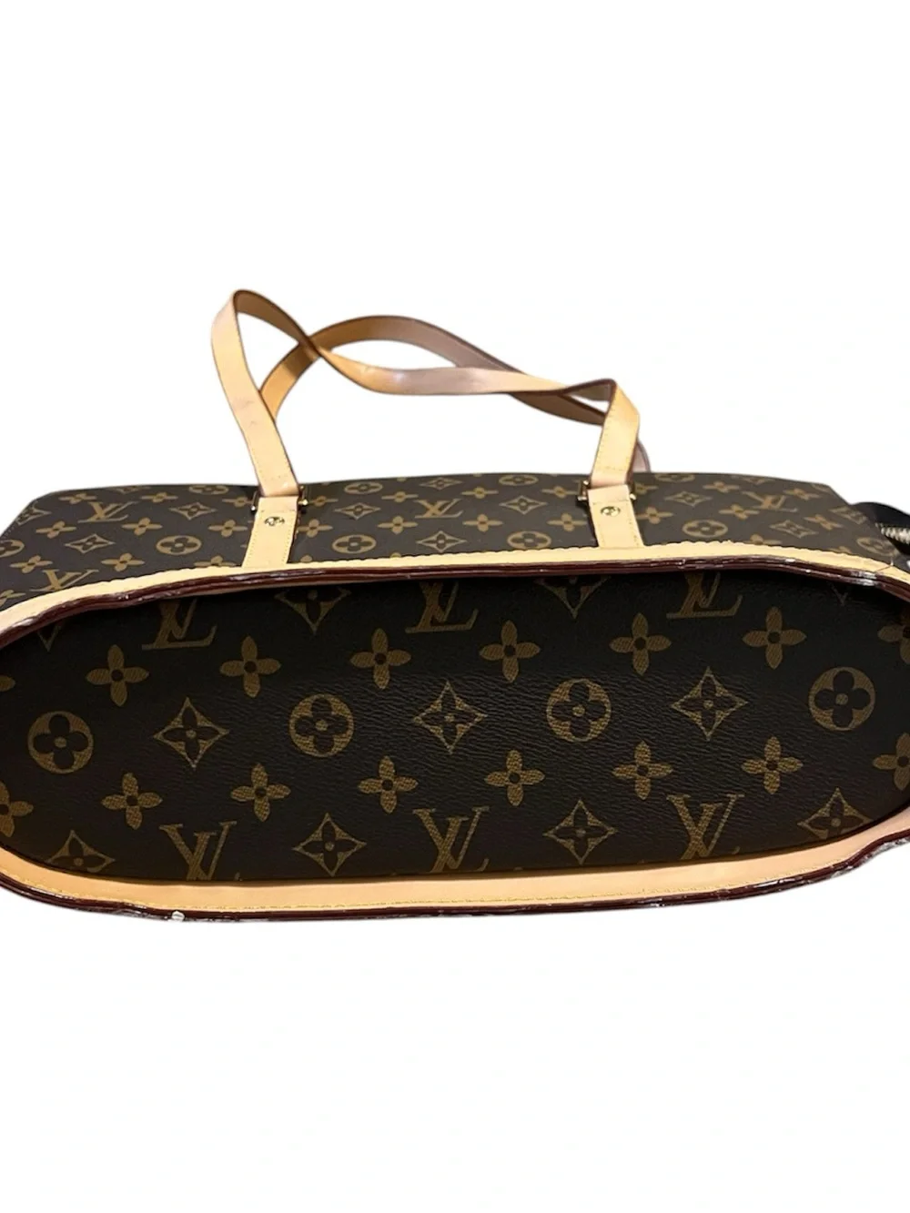 Brown Inspired Monogram Tote in Brown with Tan Trim